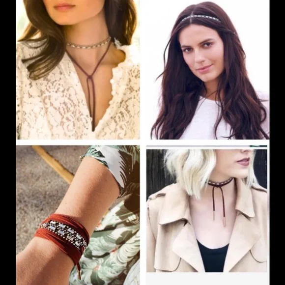 Suede + Baguette Headwrap + Choker Jen Atkin x Chloe + Isabel Suede Baguette Headwrap and  main image 3